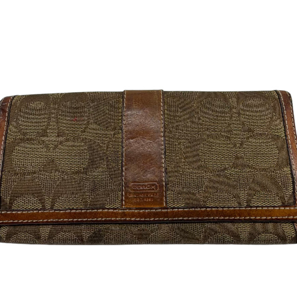 Coach Handbags - Coach Signature C Brown Canvas Leather Slim Wallet